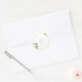 Sticker Rond Élégant Mariage Gold Green Eucaliptus (Enveloppe)
