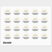 Sticker Rond Élégant mariage jaune Monogramme Enregistrer la da (Feuille)