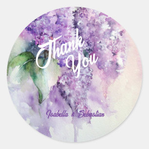 Sticker Rond Élégant Mariage Lilac Flowers