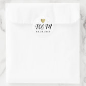Sticker Rond Élégant Mariage manuscrit monogramme noir/blanc (Sac)