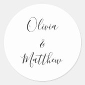 Sticker Rond Élégant Mariage minimaliste classique blanc (Devant)