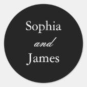 Sticker Rond Élégant Mariage minimaliste noir (Devant)