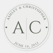 Sticker Rond Élégant Mariage moderne de mousse verte (Devant)