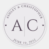 Sticker Rond Élégant Mariage moderne foncé violet (Devant)