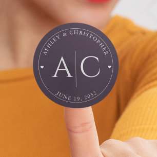 Sticker Rond Élégant Mariage moderne foncé violet