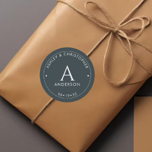 Sticker Rond Élégant Mariage moderne gris ardoise