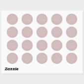 Sticker Rond Élégant Mariage moderne rose poussiéreux (Feuille)