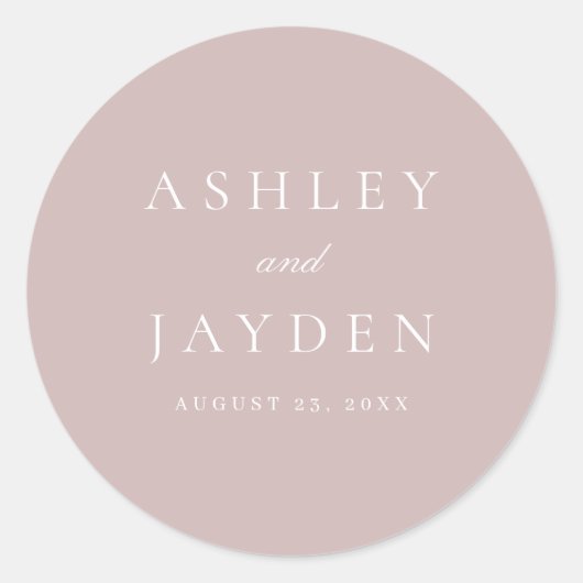 Sticker Rond Élégant Mariage moderne rose poussiéreux (Devant)