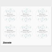 Sticker Rond Elégant Mariage moderne Silver Blue Eucalyptus (Feuille)