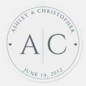 Sticker Rond Élégant Mariage moderne Space Grey (Devant)