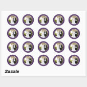 Sticker Rond Élégant Mariage moderne violet Merci photo (Feuille)
