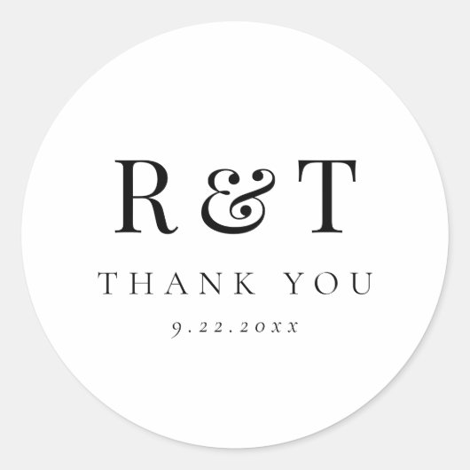 Sticker Rond Élégant Mariage Monogramme (Devant)
