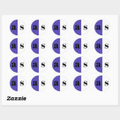 Sticker Rond Élégant mariage monogramme bleu violet (Feuille)