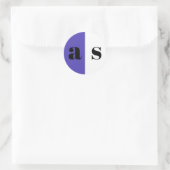 Sticker Rond Élégant mariage monogramme bleu violet (Sac)