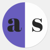 Sticker Rond Élégant mariage monogramme bleu violet (Devant)