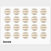 Sticker Rond Élégant Mariage Monogramme Champagne Metallic (Feuille)