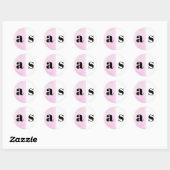 Sticker Rond Élégant mariage monogramme couleur rose (Feuille)