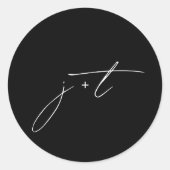 Sticker Rond Élégant Mariage Monogramme de script élégant (Devant)