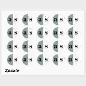 Sticker Rond Élégant mariage monogramme gris verdâtre (Feuille)