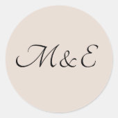 Sticker Rond Élégant Mariage monogramme minimal (Devant)