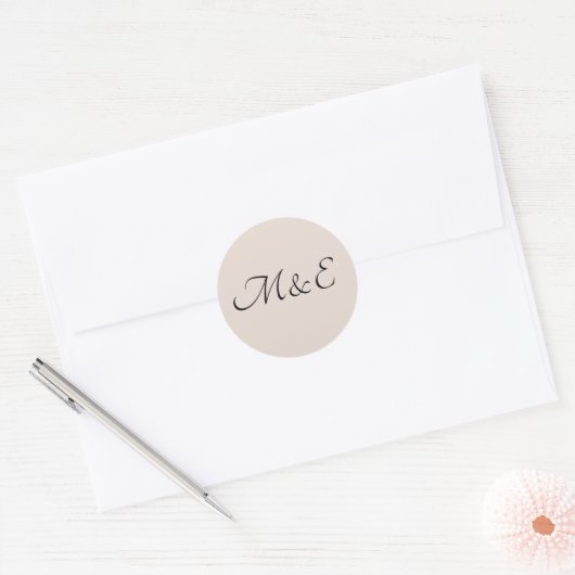 Sticker Rond Élégant Mariage monogramme minimal (Enveloppe)