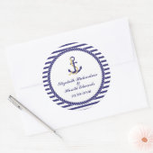 Sticker Rond Élégant Mariage nautique (Enveloppe)
