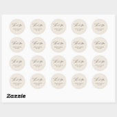 Sticker Rond Élégant Mariage neutre | MERCI (Feuille)