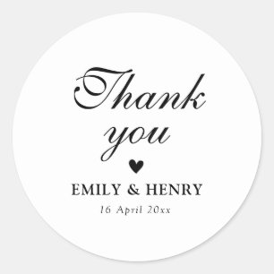 Sticker Rond Élégant mariage noir et blanc
