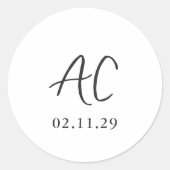 Sticker Rond Élégant Mariage noir et blanc propre (Devant)