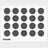 Sticker Rond Elégant Mariage noir et or (Feuille)