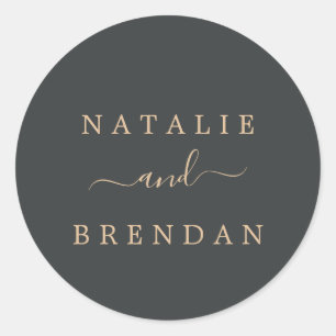 Sticker Rond Elégant Mariage noir et or