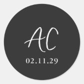 Sticker Rond Élégant Mariage noir propre (Devant)