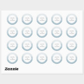 Sticker Rond Elégant Mariage Ombre couleur bleu clair simple (Feuille)