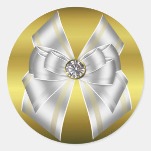 Sticker Rond Elégant Mariage or & blanc Enveloppe Sceau