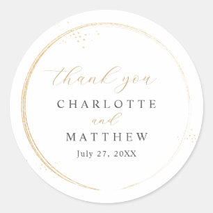 Sticker Rond Élégant Mariage or Merci