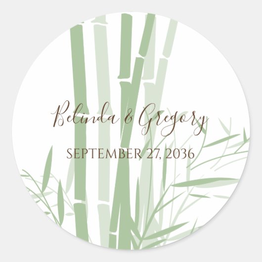 Sticker Rond Élégant Mariage oriental en bambou (Devant)