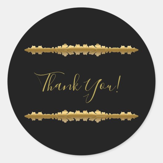 Sticker Rond Elégant Mariage Ornemental Luxe Or (Devant)