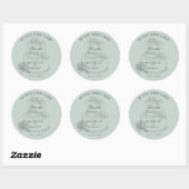 Sticker Rond Élégant Mariage Pastel Gâteau Enregistrer La Date (Feuille)