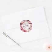 Sticker Rond Élégant Mariage Pink Peonies (Enveloppe)