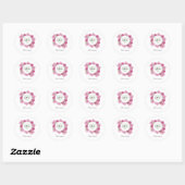 Sticker Rond Élégant Mariage Pink Peonies (Feuille)