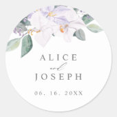 Sticker Rond Elégant Mariage pourpre et vert (Devant)