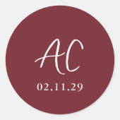 Sticker Rond Élégant Mariage propre de Bourgogne (Devant)