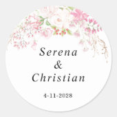 Sticker Rond Élégant Mariage rose (Devant)