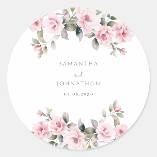 Sticker Rond Élégant Mariage rose (Devant)