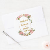 Sticker Rond Élégant Mariage rose de verdure (Enveloppe)