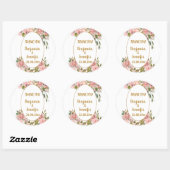 Sticker Rond Élégant Mariage rose de verdure (Feuille)
