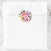 Sticker Rond Élégant Mariage rose et rose blanche (Sac)