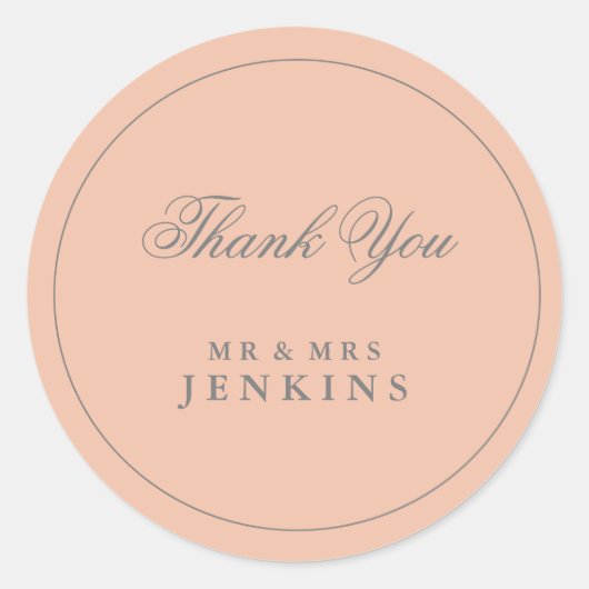 Sticker Rond Élégant Mariage rose pâle simple (Devant)