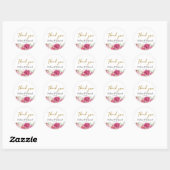 Sticker Rond Élégant Mariage rose Peony Florals (Feuille)