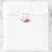 Sticker Rond Élégant Mariage rose Peony Florals (Sac)